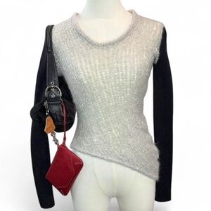 Helmut Lang Vintage Mohair Alpaca Asymmetrical Knit Top XS
